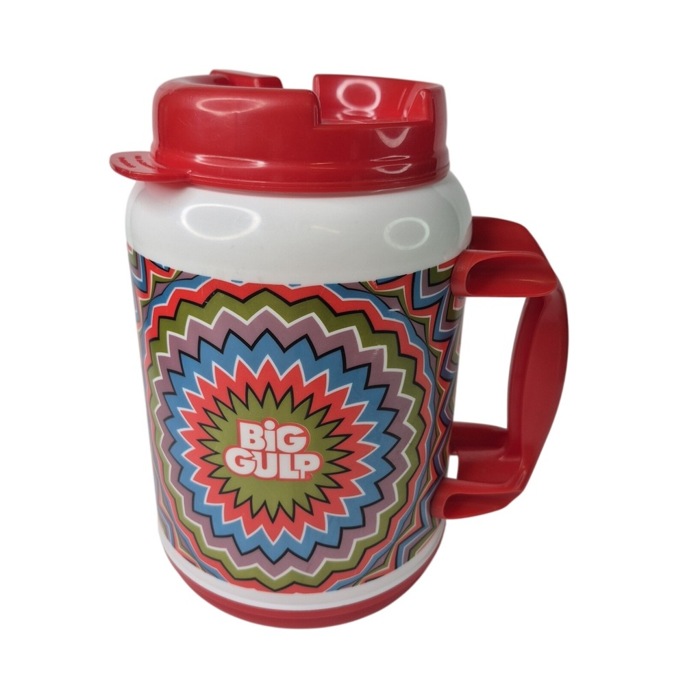 7 Eleven Big Gulp Whirley Drinkworks 64 Oz Mug Lid Straw Psychedelic Groovy 2014